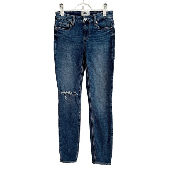 PAIGE Verdugo Ankle Distressed Skinny Jeans in Roadhouse Destructed 26 - Picture 3 of 17